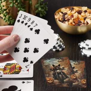 Baraja De Cartas Pastor de Anatolia montando motocicleta en Hallowe