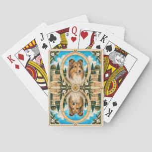 Baraja De Cartas Pastor de Shetland, Arte de Perro de Acuarela Vint