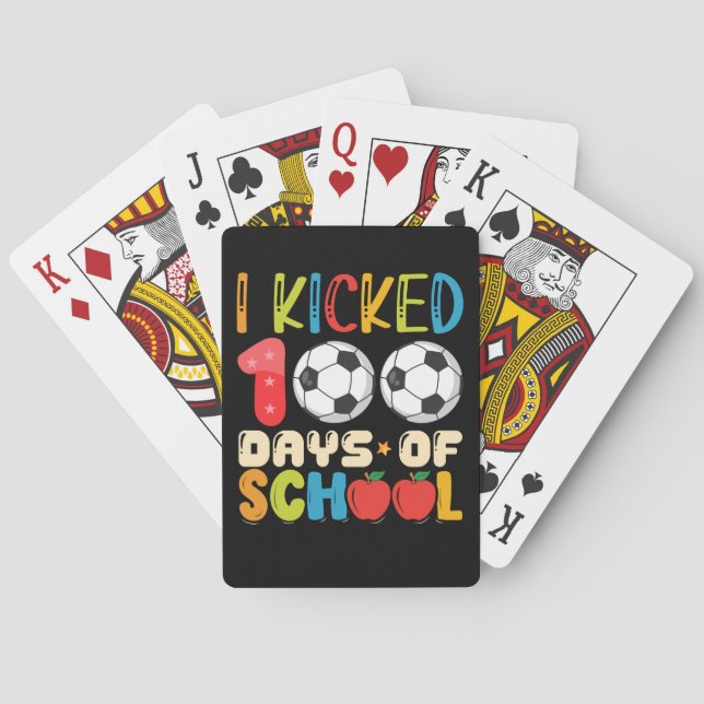 Baraja De Cartas Pateé 100 días de amante del fútbol escolar (Reverso)