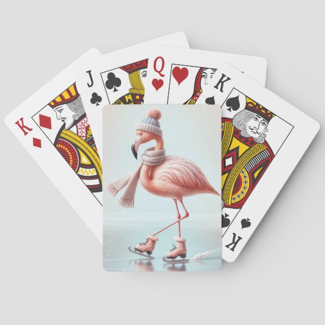 Baraja De Cartas Patinador De Hielo Rosado Flamingo (Reverso)