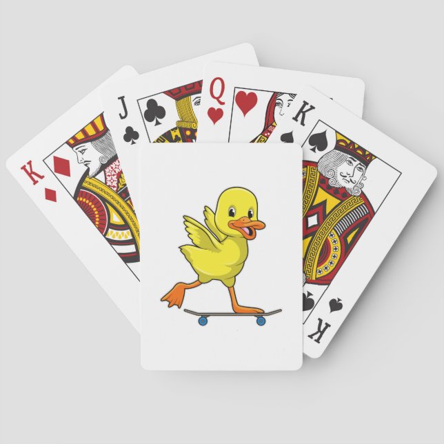 Baraja De Cartas Pato como patinador con patineta (Reverso)