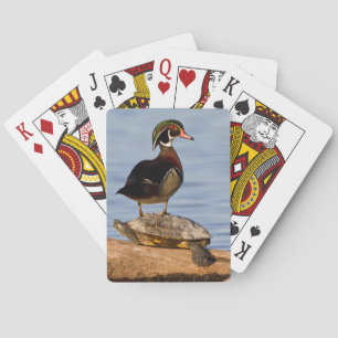 Baraja De Cartas Pato joya macho de pie sobre una tortuga de orejas