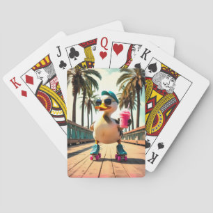 Baraja De Cartas Pato Retro Divertido de Verano con Patines