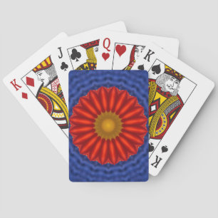Baraja De Cartas Pato sobre azul con caleidoscopio rojo