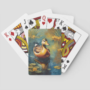 Baraja De Cartas Pato Tranquilo Sobre Una Pintura Artística De Colc