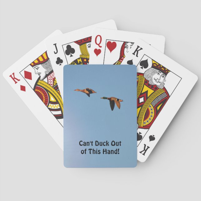 Baraja De Cartas Patos mallard volando en un bollo de diversión en  (Reverso)