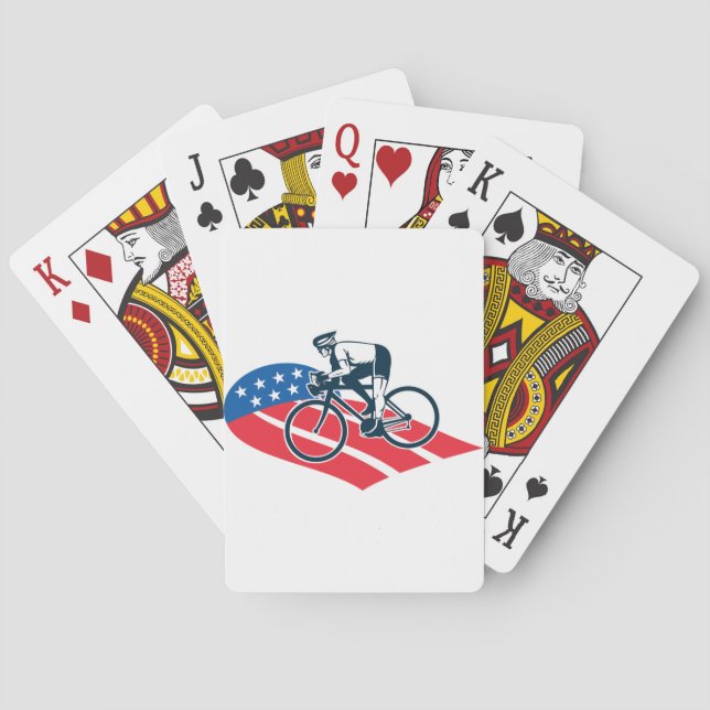 Baraja De Cartas Patriotic USA Ciclismo Bandera Americana Bike Ride (Reverso)