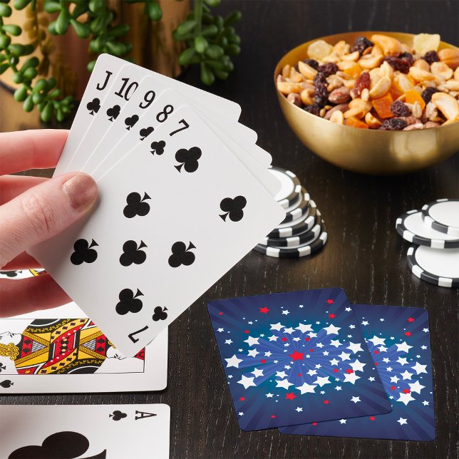 Baraja De Cartas Patriótico Starburst Red White y Blue USA (Subido por el creador)