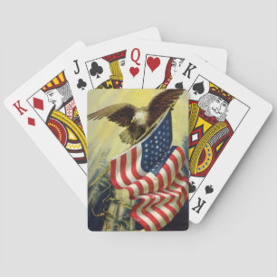 Baraja De Cartas Patriotismo del vintage, bandera americana
