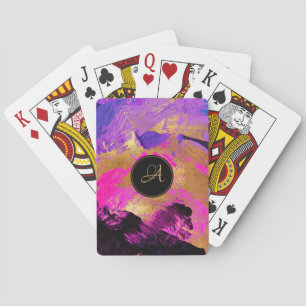 Baraja De Cartas Patrón abstracto artístico elegante con monograma