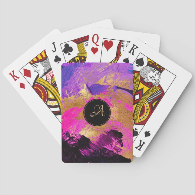 Baraja De Cartas Patrón abstracto elegante artístico de monograma g (Reverso)