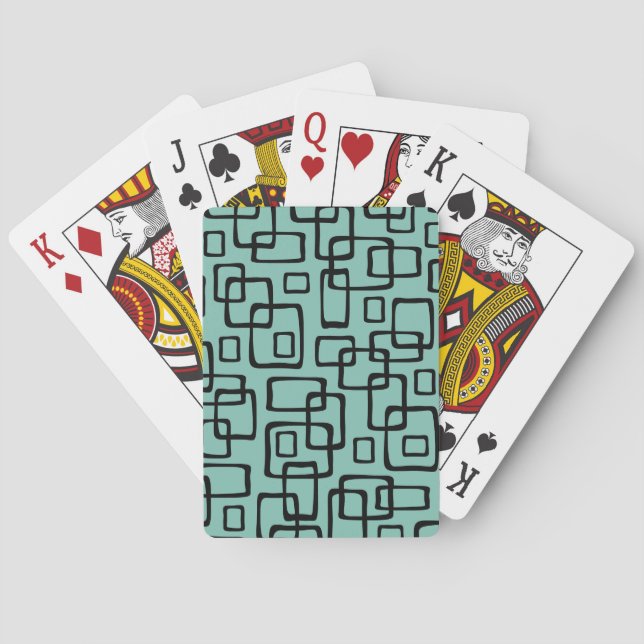 Baraja De Cartas Patrón abstracto moderno del siglo medio retro (Reverso)