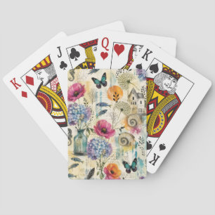Baraja De Cartas Patrón acuarela botánico costero colorido