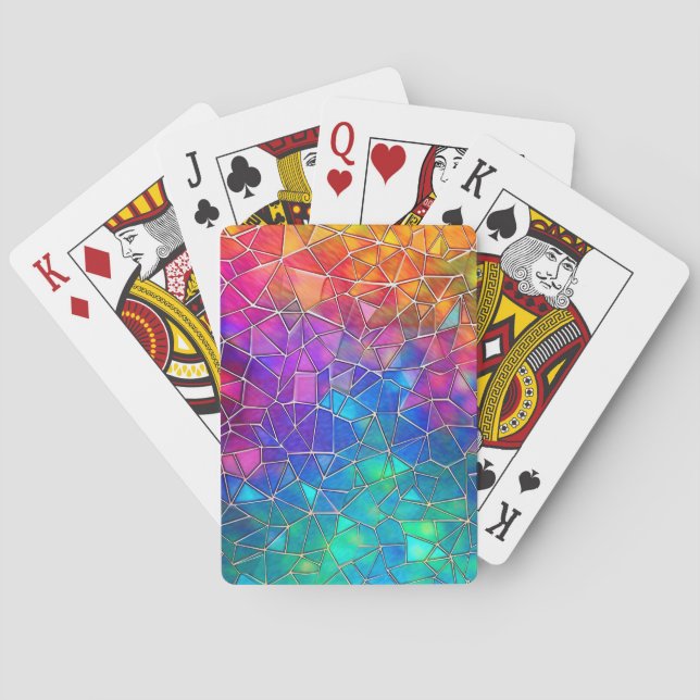 Baraja De Cartas Patrón arcoiris de vidrio templado (Reverso)