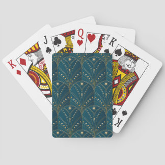 Baraja De Cartas patrón Art Deco con formas geométricas doradas