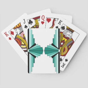 Baraja De Cartas Patrón Art Deco en Verdes