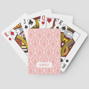 Baraja De Cartas Patrón Art Déco rosa y blanco