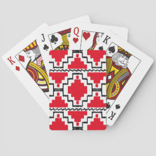 Baraja De Cartas Patrón Azteca Ikat - Rojo, Negro y Blanco