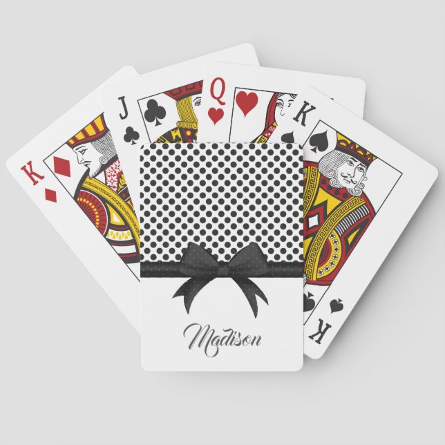 Baraja De Cartas Patrón Black Bow and Dots (Reverso)