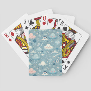 Baraja De Cartas Patrón caprichoso de cielo con nubes, estrellas -