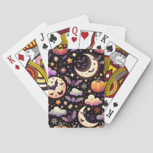 Baraja De Cartas Patrón caprichoso del cielo de Halloween nocturno