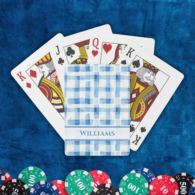 Baraja De Cartas Patrón clásico azul y blanco de Gingham revisado (Subido por el creador)