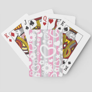 Baraja De Cartas Patrón con corazones y flores
