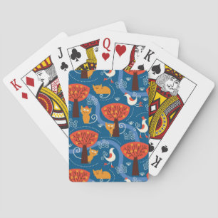 Baraja De Cartas patrón con gatos y pájaros lindos