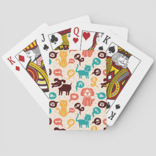 Baraja De Cartas Patrón Con Gatos Y Perros Divertidos