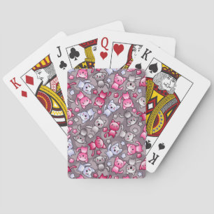 Baraja De Cartas patrón con lindos gatos de doodle kawaii
