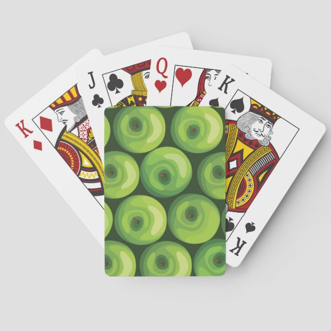Baraja De Cartas Patrón con manzanas verdes (Reverso)