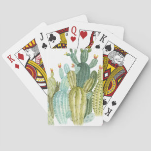 Baraja De Cartas Patrón de acuarela de Cacti en Vintage