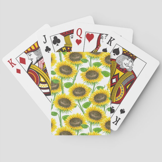 Baraja De Cartas Patrón de acuarela de girasoles (Reverso)