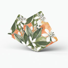 Baraja De Cartas Patrón de acuarela de Naranja tropical y flores