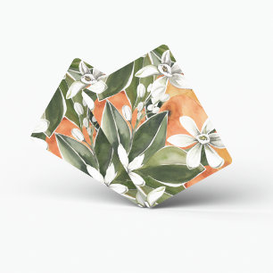Baraja De Cartas Patrón de acuarela de Naranja tropical y flores