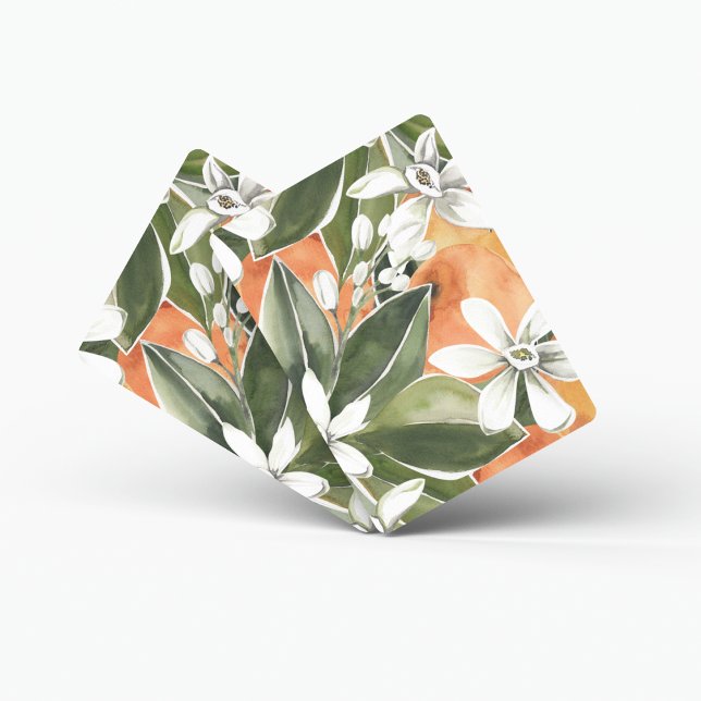 Baraja De Cartas Patrón de acuarela de Naranja tropical y flores (Subido por el creador)