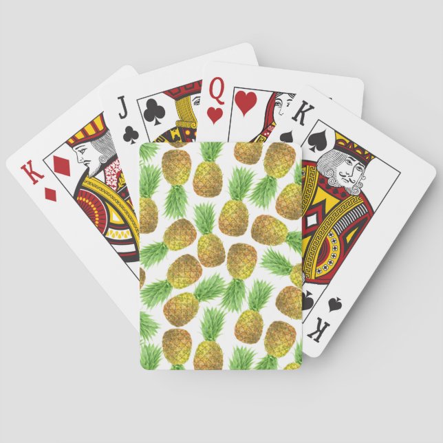 Baraja De Cartas Patrón de acuarela de piña (Reverso)