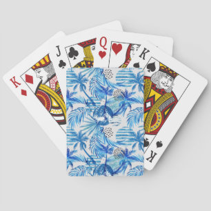 Baraja De Cartas Patrón de acuarela tropical azul brillante