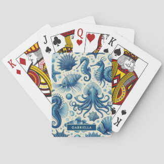 Baraja De Cartas Patrón de animales de marina de época