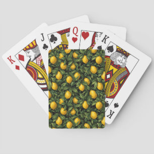 Baraja De Cartas Patrón de árbol de cítricos de limón vibrante