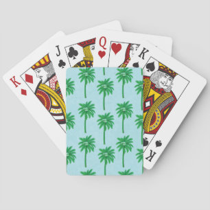 Baraja De Cartas Patrón de árbol de palma en azul