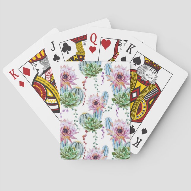 Baraja De Cartas Patrón de arte de cactus (Reverso)