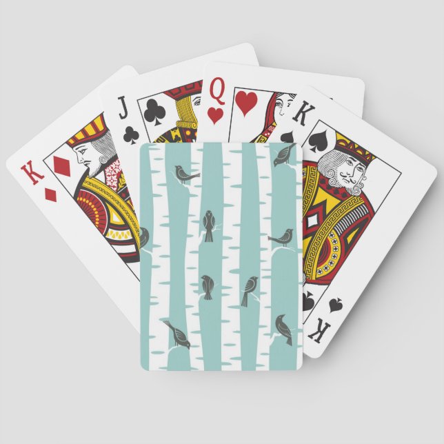 Baraja De Cartas Patrón de aves y árboles (Reverso)