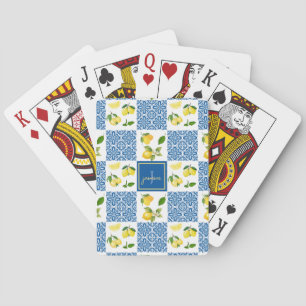 Baraja De Cartas Patrón de Baldosa País Francés con Monograma de Li