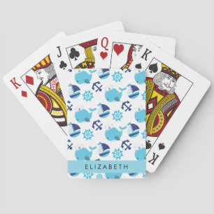 Baraja De Cartas Patrón de ballenas, ballenas azules, tu nombre