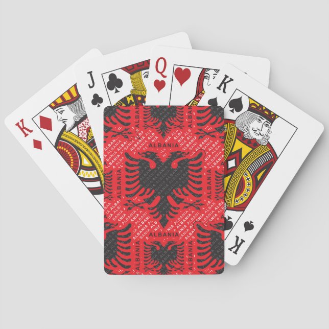 Baraja De Cartas Patrón de bandera albanesa 2 (Reverso)