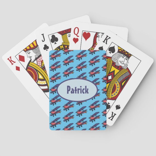 Baraja De Cartas Patrón de biplano personalizado (Reverso)