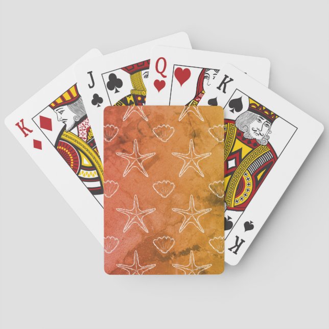 Baraja De Cartas Patrón de boceto de la concha de mar de Starfish V (Reverso)