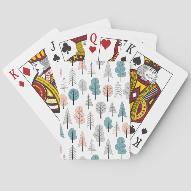 Baraja De Cartas Patrón de bosque de dibujos animados (Reverso)