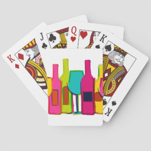Baraja De Cartas Patrón de botellas de vino coloridas lindas